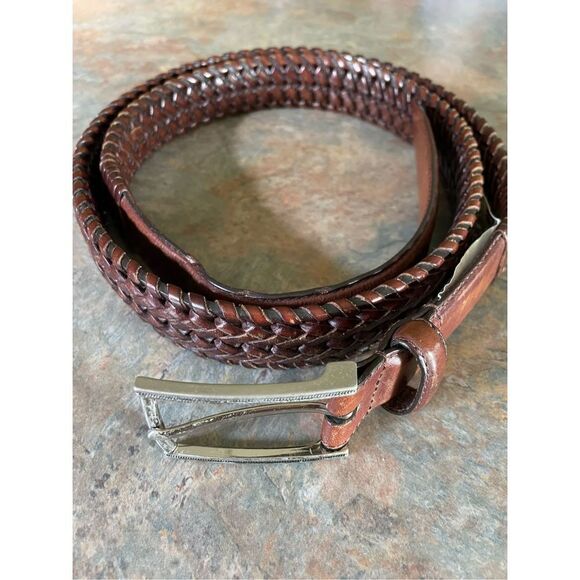 Trafalgar Brown Leather Braid Belt size 44 - Picture 3 of 6